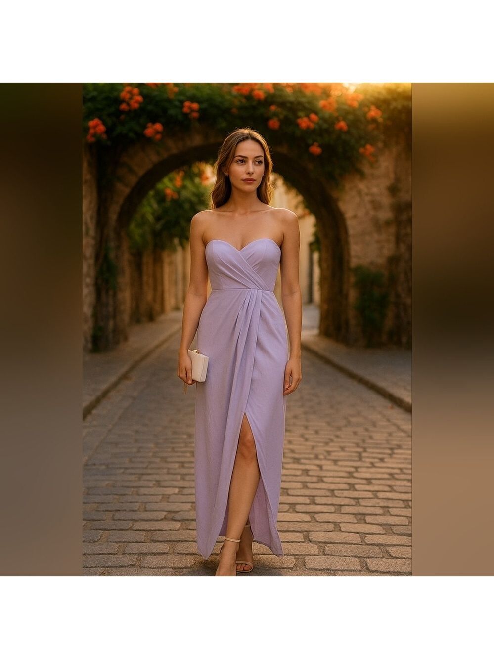 Bariano Lavender Irene Strapless Drape Maxi Dress Size 4